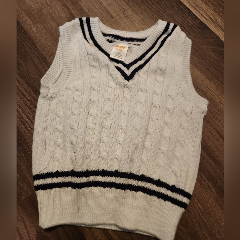 Gymboree Vintage Navy / White Sweater Vest Size 18-24mo